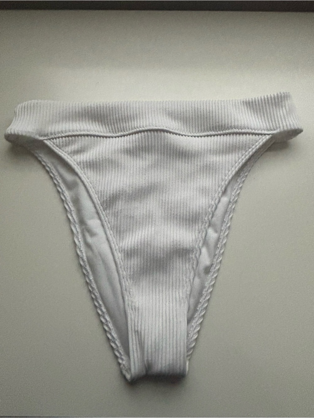 Hollister White Ribbed Bikini Bottom